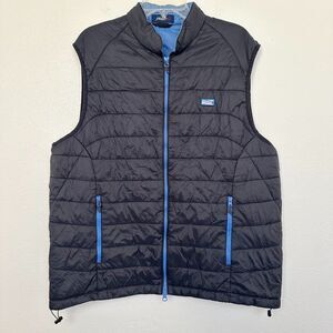 Johnnie-O Hudson Quilted Sleeveless Vest Gray Blue Career City Men's XL X-Large